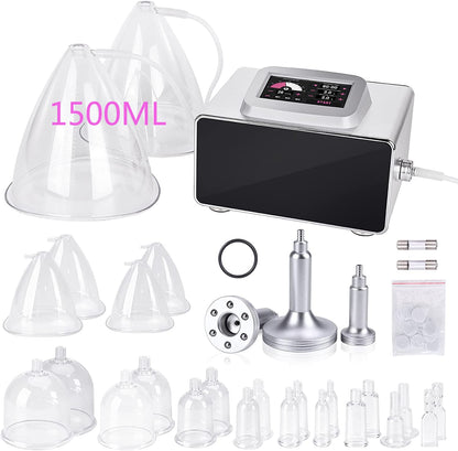 Meifuly Vacuum Therapy Machine with 1500ML Large Cups, Vacuum Cupping Machine, Vacuum Cupping Therapy Sets with 24 Vacuum Cups and 3 Pumps, 0-60 cmHg