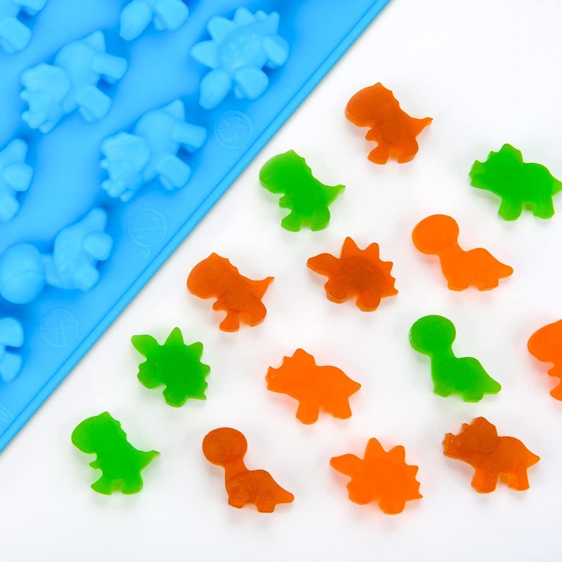 Gummy Molds, Bear Dinosaur Heart Mini Donut Silicone Gummy Molds with 2 Droppers, Pack of 4 Silicone Candy Mold