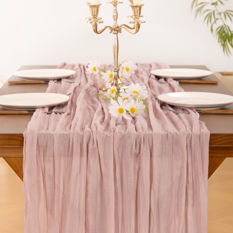 Socomi Pink Cheesecloth Table Runner Mothers Day Summer Boho Rustic Gauze Dusty Pink Farmhouse 120 inch 10FT Cheese Cloth for Wedding Party Baby Shower Birthday Home Decor Holiday Decorations