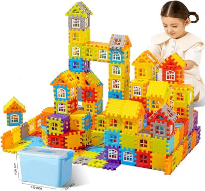 Building Blocks Set 210 Pieces - STEM Educational Learning Toys for Kids Ages 3-8 Creative Construction Preschool Toys for Boys Girls Safe Plastic Building Set with Storage Box
