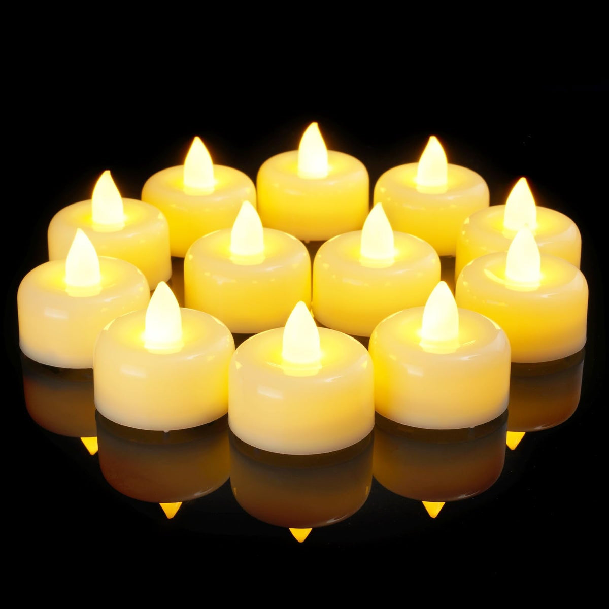 Amagic 24 Pack Flameless LED Tea Lights Candles Battery Operated, Electric Fake Tealight Candles for Votive, Halloween, Christmas, Home Decor, Wedding, Table Decor (24Pack)