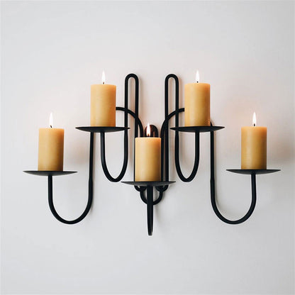 Decorative Candlestick European Light Luxury Iron Wall Mounted Candlestick Simple Living Room Porch Corridor Candle Holder Candlestick