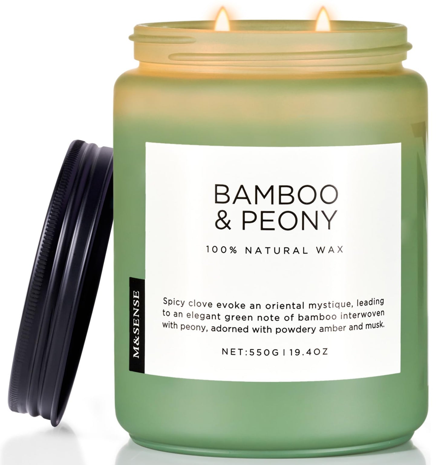 M&SENSE Bamboo Peony Spring Large Candles for Home Scented 19.4oz 110 Hour Long Lasting Burn Natural Organic Soy Candle Gifts for Women, Fresh Smelling Aromatherapy Gifts for Stress Relief