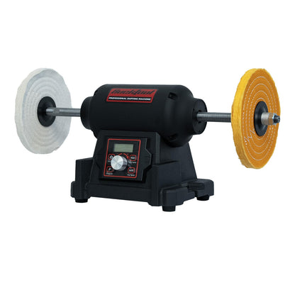 BUCKTOOL 1HP VFD Motor 8-Inch Variable Speed Bench Buffer Polisher, 900-3600 RPM One Button Speed Setting Powerful Benchtop Polisher, Extended Polishing Shaft for Jewelry, Metal Power Bench Grinders