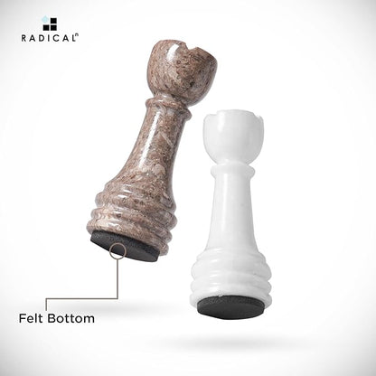 Radicaln Marble Chess Figures 3.5'' Inches White and Oceanic Handmade Marble Chess Pieces for Board Game and Travel Set for Adults