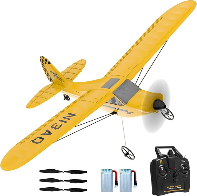 28℃ RC Plane 3 Channel Remote Control Airplane Trainer Sport Cub S2 with Propeller Saver&ampXpilot Stabilization SystemOne-Key U-Turn Easy to Fly for Beginners Kids Adults Yellow (761-14 RTF)
