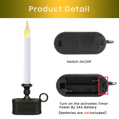 LitTerra Window Candles Battery Operated with Timer 8 Hours on and 16 Hours of Led Warm White with Flicker Flame (Vintage Base)