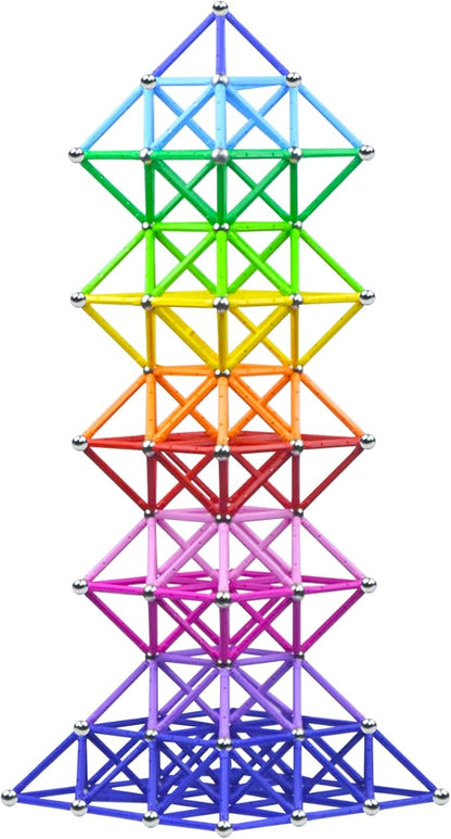 308 Pieces Magnetic Building Blocks Toys Magnet Construction Build Kit Education Toys 3D Puzzle for Kids Playing Stacking Game with Magnetic Bricks and Sticks Color Random