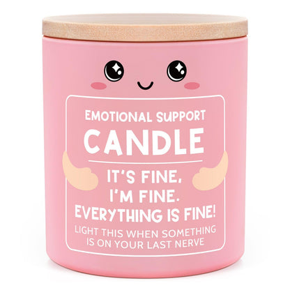 IDELTIME Funny Emotional Support Candle 10Oz, Cheer Up/Stress Relief/Self Care Gifts for Friends Sister Coworker Mom Wife, It's Fine I'm Fine Everything Is Fine Encouragement Scented Candles for Women