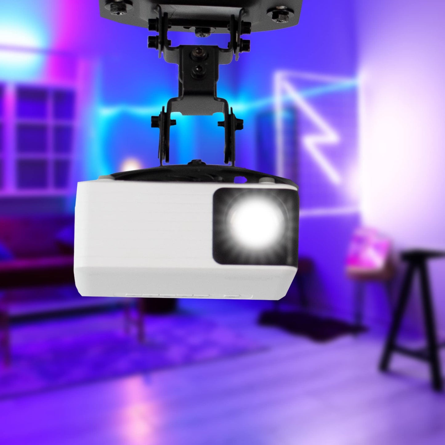 VIVO Universal Adjustable Ceiling Projector Mount for Regular and Mini Projectors, Projection Mount with Extending Arms, Black, MOUNT-VP01B