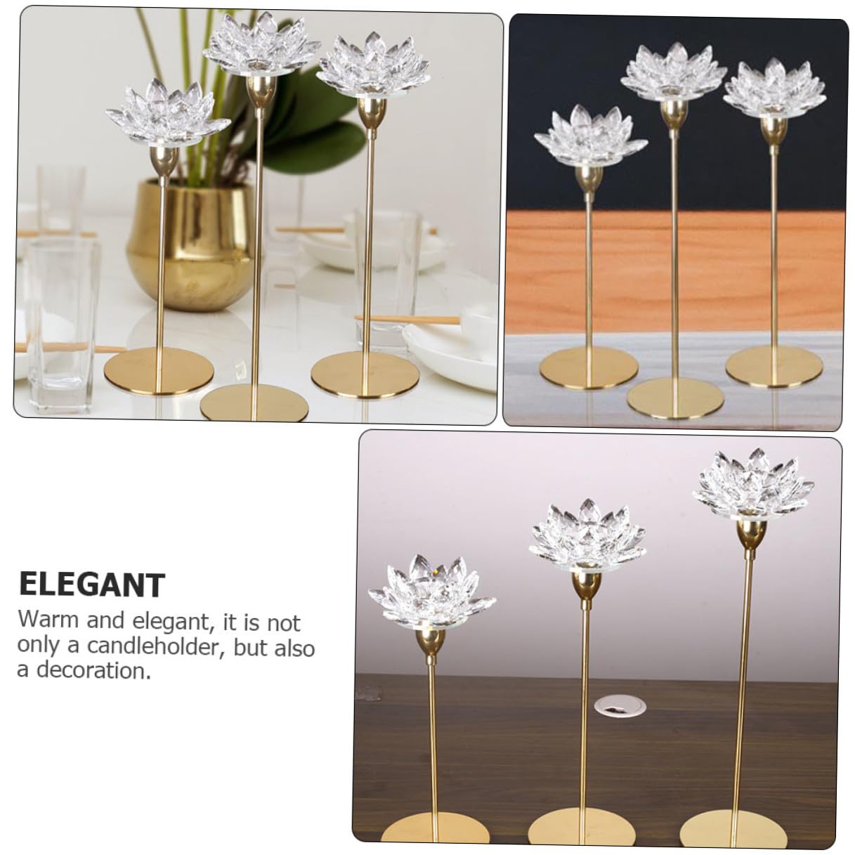 FOMIYES Metal Candlestick Holder Crystal Lotus Candleholder Small Size Simple Decorative Candle Stand Wedding Candlelight Dinner Ornament