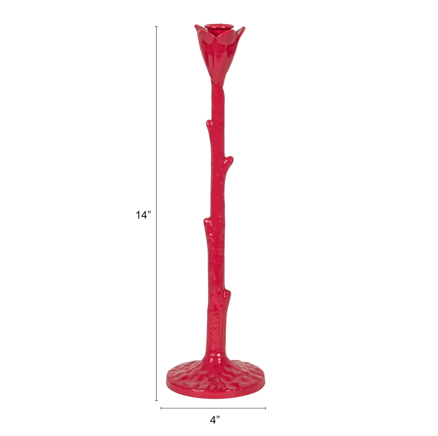 Creative Co-Op Tall Cast Metal Flower Shaped Taper Holder, Pink