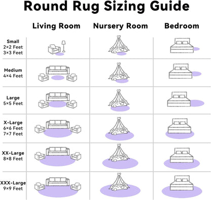 OLANLY Round Light Purple Area Rug - Soft, Fluffy, Machine Washable 4 ft Carpet for Bedroom & Nursery Decor