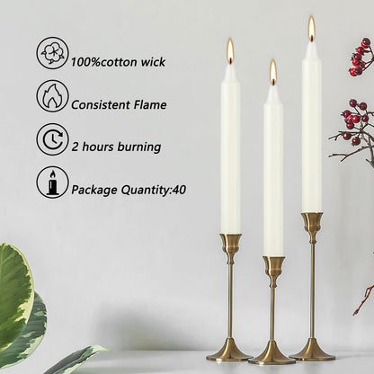 AYIQIW 4 Inch Tall 40 Pack Ivory Candles Mini Unscented Taper Candles for Christmas,Household, Wedding, Rituals, Prayer, Birthdays, Meditation, Altar,Party and Home Décor Candlesticks