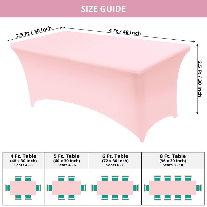 Utopia Kitchen Spandex Tablecloth 10 Pack [8FT, Pink] Tight, Fitted, Washable and Wrinkle Resistant Stretch Table Cloth Rectangle Cover for Trade Show, Weddings & Parties [96Lx30Wx30H Inch]