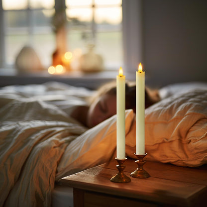 Homemory Rechargeable Flameless Taper Candles, Real Waxy LED Candlesticks Flickering, Battery Operated Candles with Remote Timer, 9.6 Inches for Home Wedding Christmas Decor, 6 Pcs, Ivory