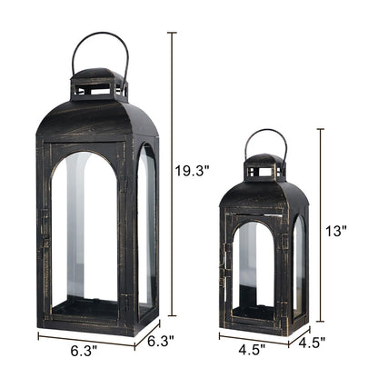 NEEDOMO Lanterns Decorative Indoor,Set of 2 Outdoor Lanterns for Porch, 20" Metal Frame Candle Holders Hanging Lights,with Glass, Spring, Fall, Christmas