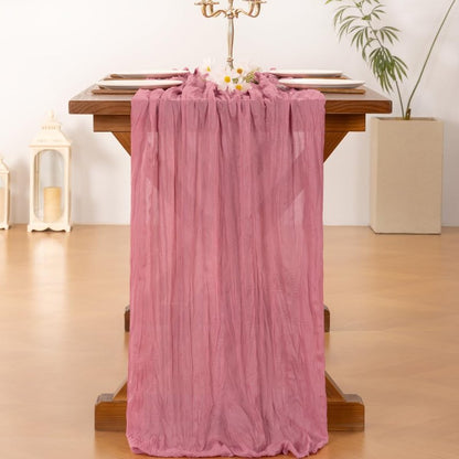 Socomi 6pcs Mauve Summer Cheesecloth Table Runner Boho Rustic Gauze 120 inch 10FT Cheese Cloth Sheer Runner for Wedding Party Baby Shower Birthday Home Decor Holiday Decorations