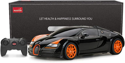 RASTAR RC Car | 1:24 Bugatti Veyron 16.4 Grand Sport Vitesse Radio Remote Control Racing Toy Car Model Vehicle Black/Orange