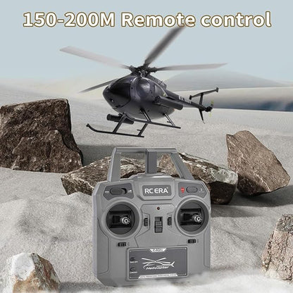Remote Control Helicopter C189 MD500 RC Helicopter Model 1/28 Scale 4CH Single-Rotor Helicopters with 6-Axis Gyro and Brushless Motor 2.4GHz RC Aircraft for Adults 2 Batteries (Black)