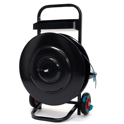 Heavy Duty Banding Strapping Cart & Dispenser - Fits 8" x 8"/16" x 16" Poly/Plastic Steel/Fibre Strapping - Built-in Tool Tray for Seals/Tensioner & Durable Frame (Black)