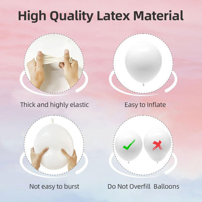 135pcs White Balloons Different Sizes 18" 12" 10" 5" White Latex Balloon Garland Arch Kit for Boys Girls Birthday Baby Shower Wedding Anniversary Graduation Party Decorations