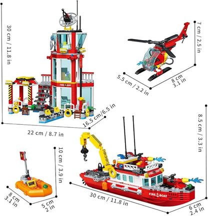 MindBox City Marine Fire Station Building Sets740pcs STEM Toys Building Blocks for Boys 8-12
