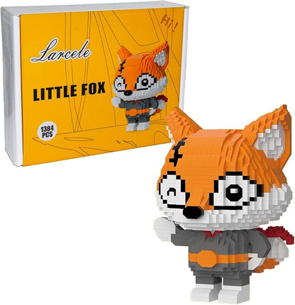 Larcele Animal Series Micro Building Blocks Animal Set DIY Mini 3D Building Toy Bricks1384 Pieces KLJM-07 (Little Fox)