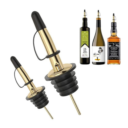 Pafusen 6 Pack Liquor Bottle Pourers, Liquor Pour Spout for Liquor Bottles, Stainless Steel Olive oil Dispenser Spout, Alcohol Pourer Spouts Dust Caps Covers Fixed, Gold