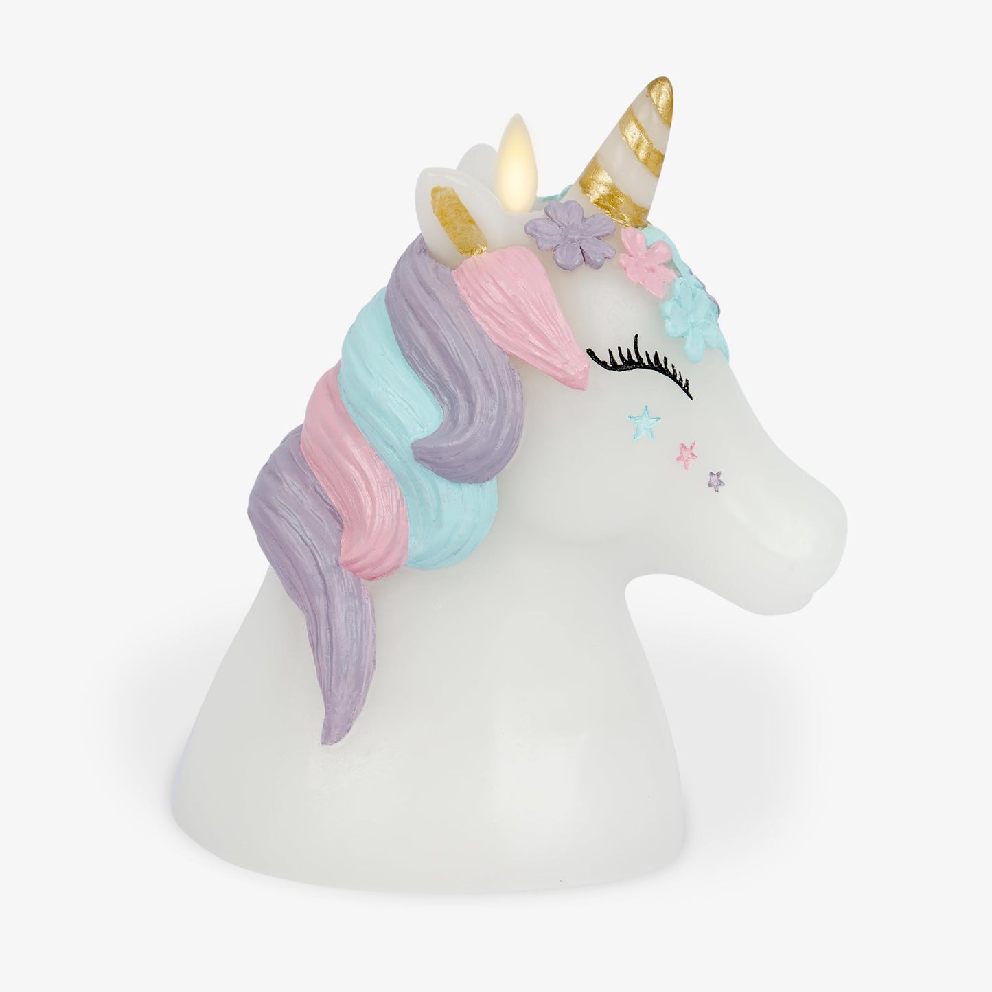 Luminara Flameless Unicorn Figural Color Changing LED Candle, 6.3" x 6.7", Battery Operated w/ 18 Button Remote Control, Real Wax, Unscented Safe