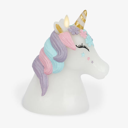Luminara Flameless Unicorn Figural Color Changing LED Candle, 6.3" x 6.7", Battery Operated w/ 18 Button Remote Control, Real Wax, Unscented Safe