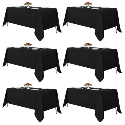 Fitable Black Rectangle Tablecloths for 6 Foot Tables, 6 Pack - 70 x 108 Inches - Stain Resistant and Washable Table Clothes, Polyester Fabric Table Covers for Wedding, Party, Banquet, Buffect