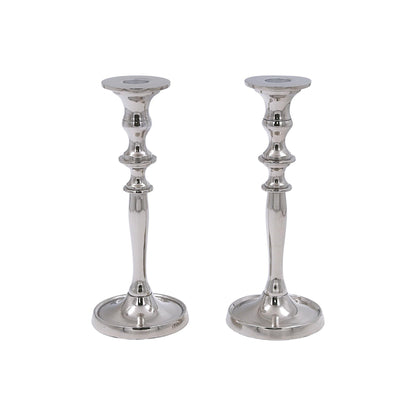 Hosley Set of 2 Silver Finish Taper Candle Holder 8" High. Ideal Gift and Use for Weddings, Party, Spa or Aromatherapy W1