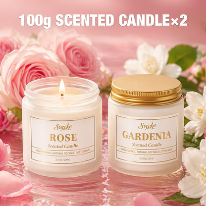 SVECKE 2 Pack Scented Candles, 7 oz Small Jar Soy Wax Candles for Home, Bedroom Aromatherapy Candle Set, Gift for Women Men Mother's Day Valentine's Day