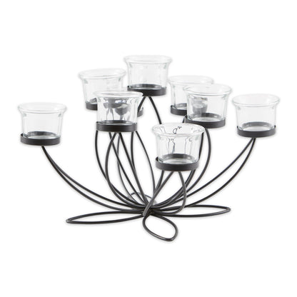 Zingz & Thingz Romantic Collection Candelabra Centerpiece Candle Holder, 10.5x10.25x7, Iron Bloom