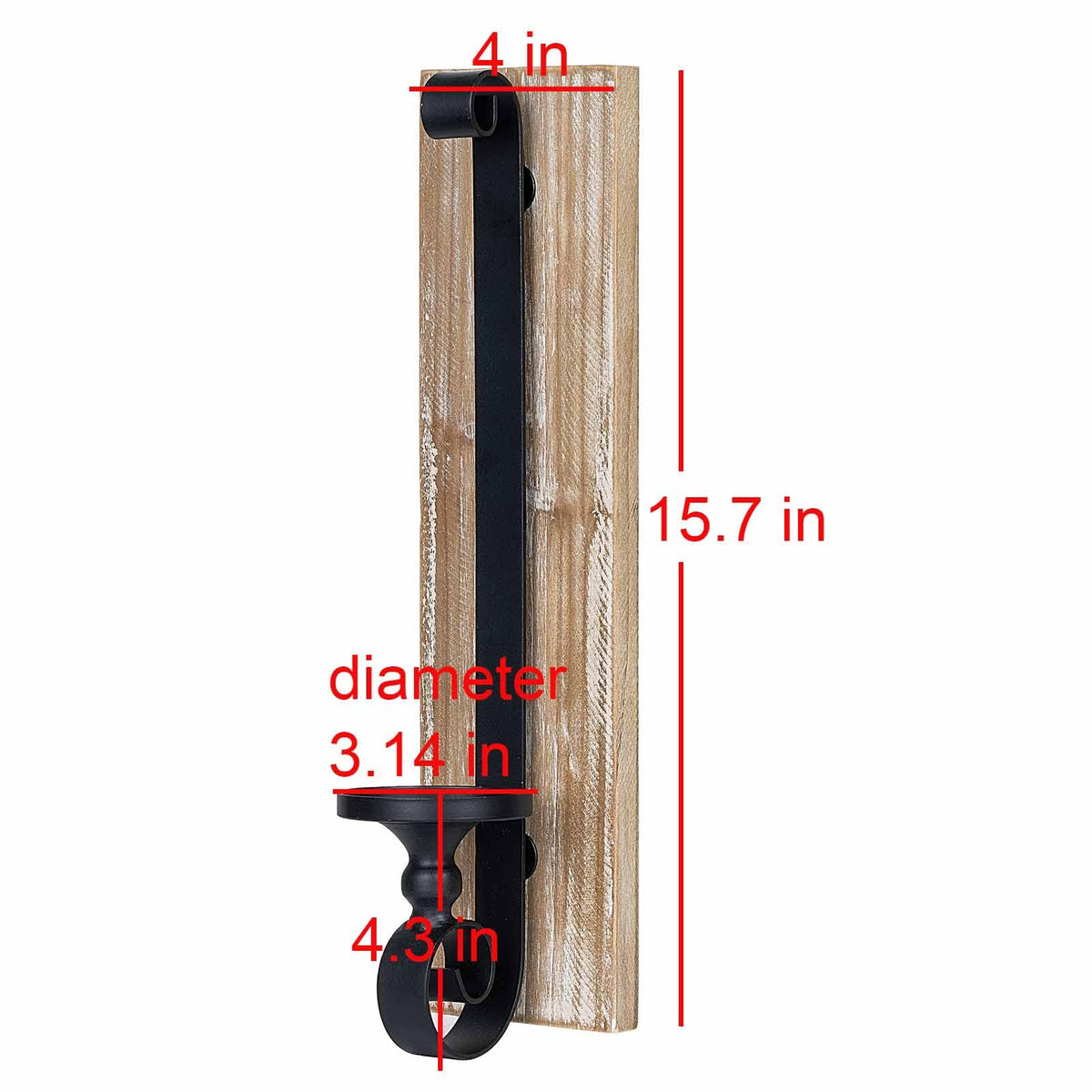 Wall Sconce Candle Holder (Set of 2) Black Wall-Mount Metal and Wooden Candle Holders for Living Room, Bathroom, Dining Room