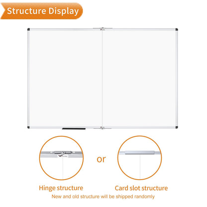 VIZ-PRO Magnetic Dry Erase Board, 72 X 48 Inches, Foldable Wall-Mounted Whiteboard with Silver Aluminum Frame & Marker Tray for School Office and Home 6' X 4'