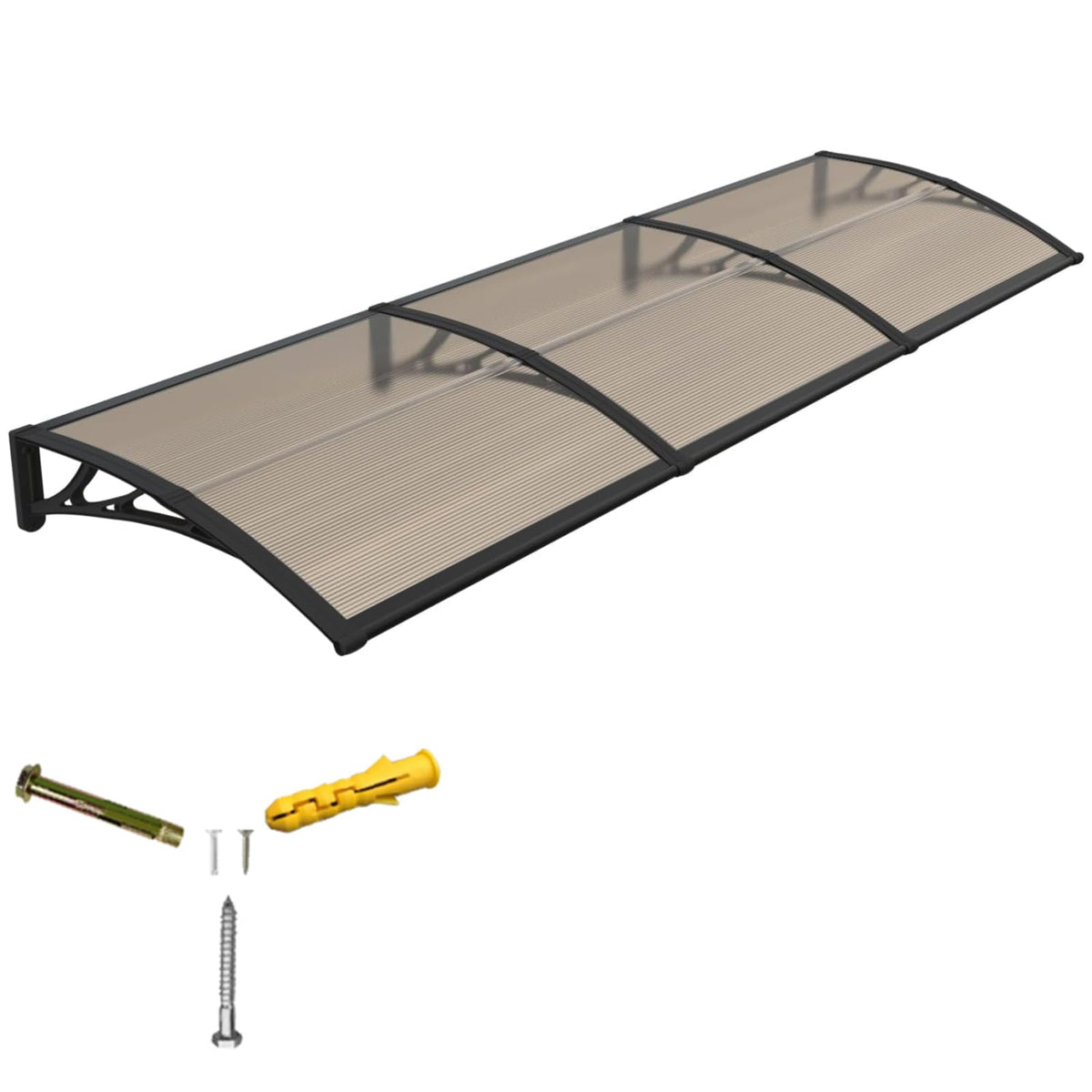 Door Awning,Awning for Door Entrance with Polycarbonate Cover,Shields Windows,Patio & Exteriors from Sun/Rain/Snow Brown 24x87in/60x220cm