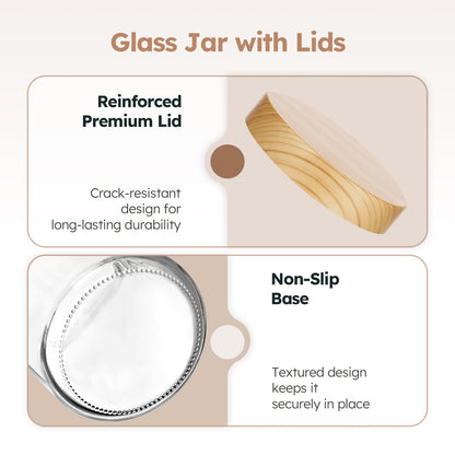 8 oz Glass Jars with Lids, 30 Pack Clear Small Glass Jars with Woodgrain Lids Leakproof Round Airtight Empty Cosmetic Travel Containers for Lotions Powders and Candle Making