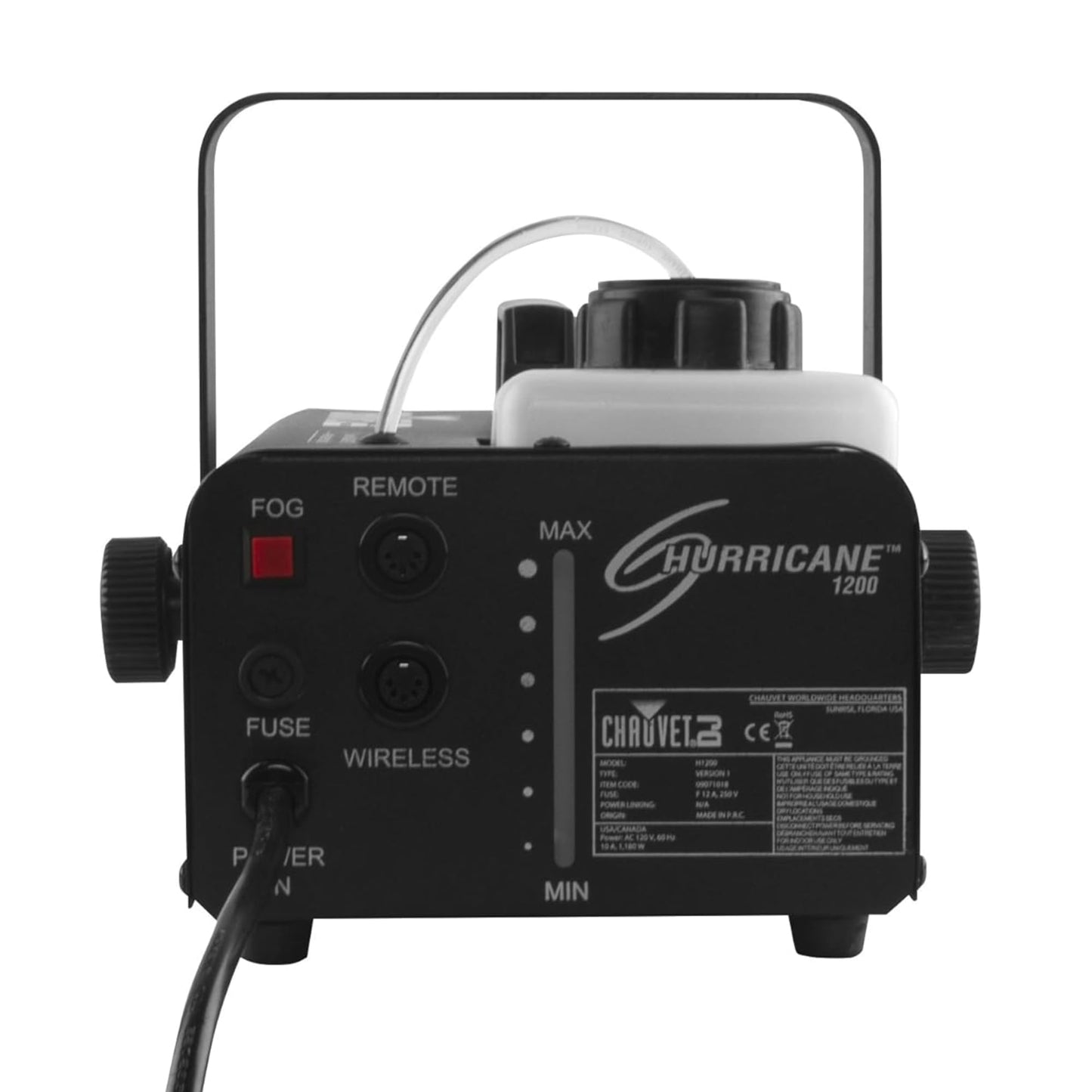 CHAUVET DJ – Hurricane 1200 Fog Machine Compact Lightweight Smoke Machine | Timer Remote | Fast 2-Minute Heat-Up | Manual Fog Button, 18,000 CFM High-Output, Water-Based Smoke | For DJs, Parties