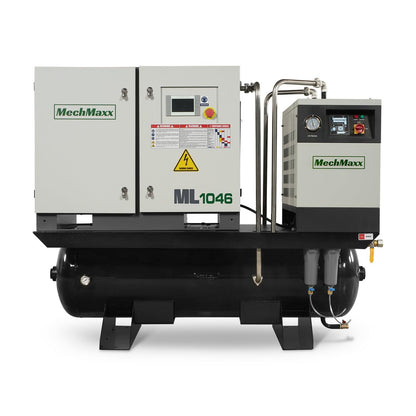MechMaxx 10HP Combined Rotary Screw Air Compressor with Dryer & 66-Gal ASME Tank | 32 CFM, 116 PSI, 460V 3-Phase – Industrial Grade, ML1046