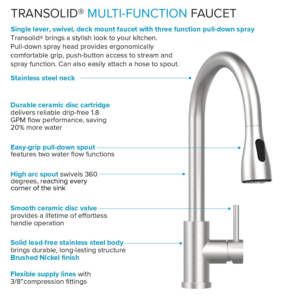 Transolid Freestanding Laundry Utility Sink with Washstand and Pull-Down Faucet, Heavy-Duty 18-Gauge Stainless, 28-Inch 18-Gallon Deep Basin, Matte Black (EWS-2822S-MB)