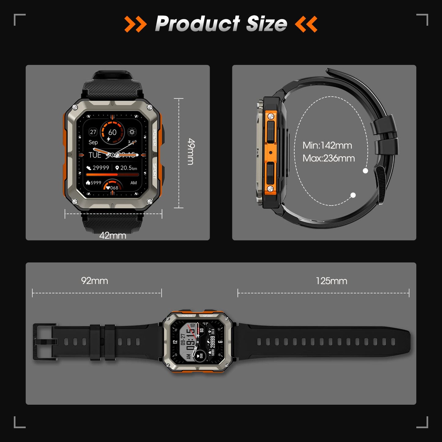 Military Smart Watch for Men with Blood Pressure (Answer/Make Call), Rugged Tactical Smartwatch for Android and iPhone, 10 ATM Waterproof Outdoor Sports Fitness Tracker with Heart Rate, Sleep Monitor