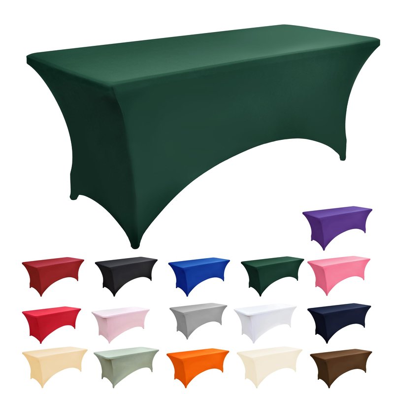 ZarzaaSik 2-Pack 8ft Spandex Table Covers for Rectangle Folding Tables - Washable Elastic Tablecloth - Ultimate Fitted Table Protector for Birthday Parties, Trade Shows, Banquet