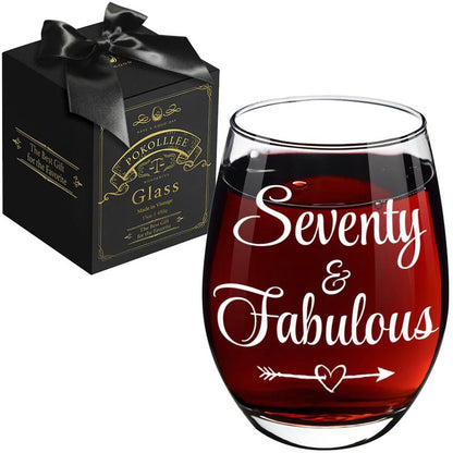 70th Birthday Gifts for Women Her - Seventy Fabulous Wine Glass Turning 70 Year Old Gift, Unique Happy 70th Birthday Gifts for Her, Mom, Wife, Friends, Sister, Female, Coworker, Grandma, Aunt