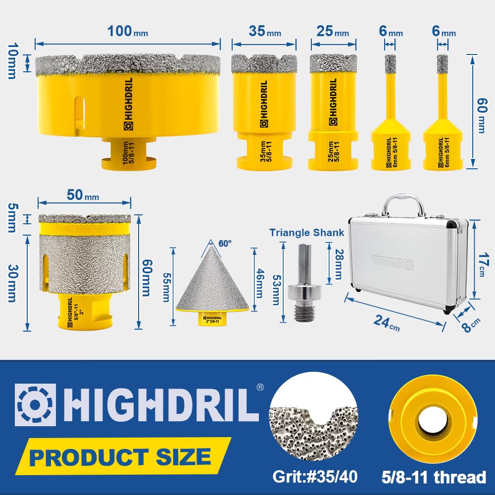 HIGHDRIL 3" 75mm Circular Saw Blade Set 4pcs and HIGHDRIL Diamond Drill Bits Kit