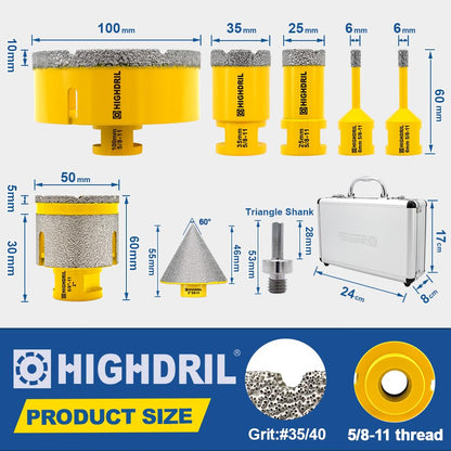 HIGHDRIL 3" 75mm Circular Saw Blade Set 4pcs and HIGHDRIL Diamond Drill Bits Kit