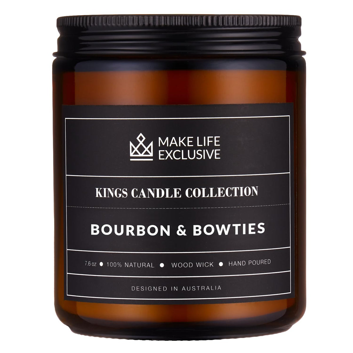 Scented Candles for Men | Bourbon Scented & Bowties | Wooden Wick, Long Lasting, Masculine Scents | Natural Soy Jar Candle for Home, Bacehlor Pad Decor | The Perfect Mens Gift