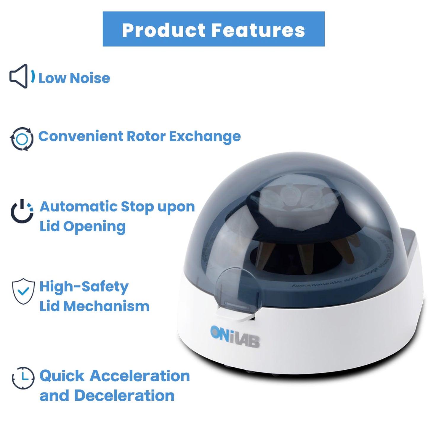 ONiLAB's Scientific Mini Centrifuge 7000RPM, 2680 x g RCF, Lab Benchtop Centrifuge with 2 Rotors for 8 x 0.2/0.5/1.5/2.0ml and 0.2mL×32 PCR Strips, Low Noise≤45dB, 100-240V((ONLY for MICROTUBES)