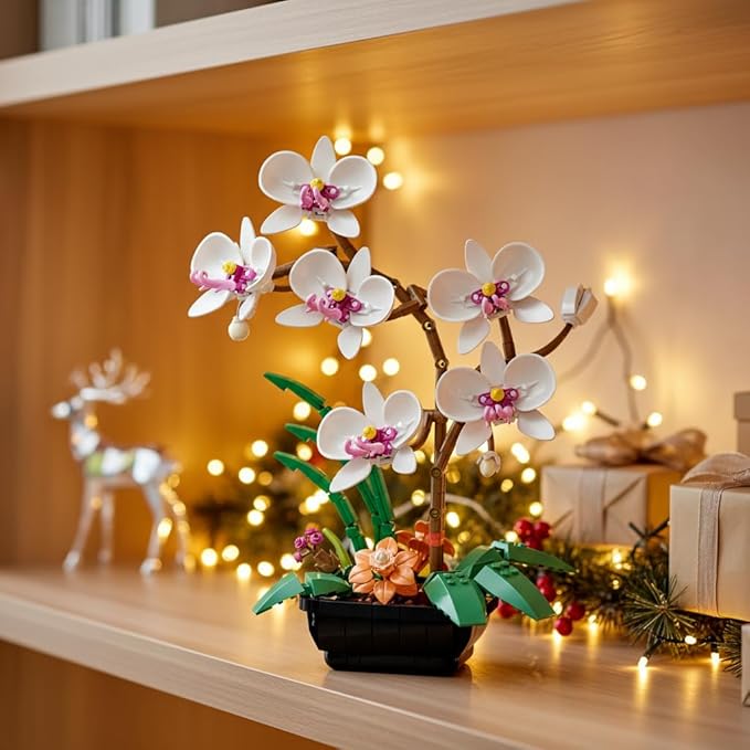 WISEPLAY White Orchid Building Block Flower Set for Adults – 581 PCS Botanical Collection Model Kit Elegant for Women Creative Adult Craft Set